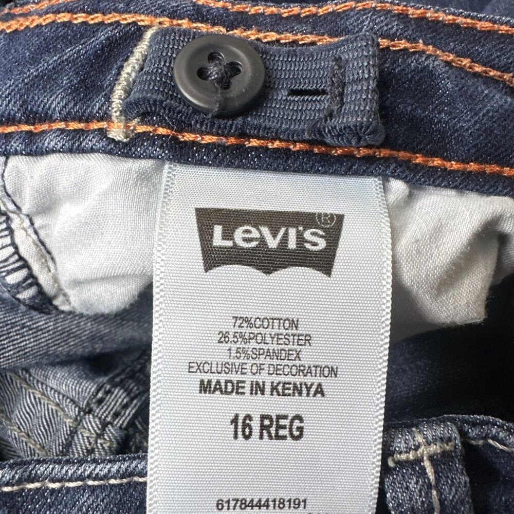 Levis Strauss Girls Boot Cut Denim Blue Jeans 16 Reg Adj Waist Pockets Western - Picture 5 of 7